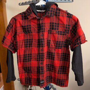 H&M Flannel Top With Hood Boys Aged 8-9 years